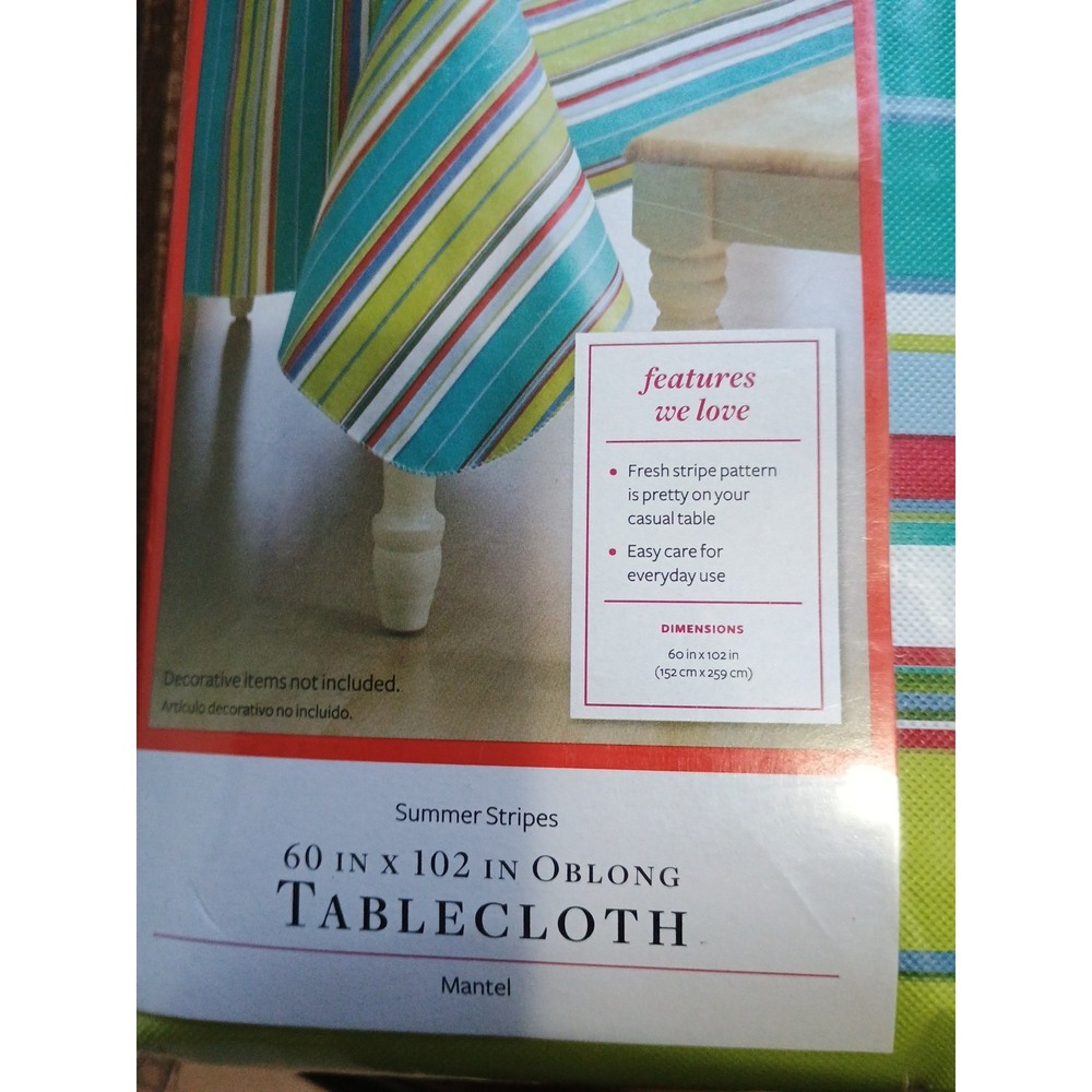 Better Homes Heavy Duty Kitchen Tablecloth Textile Vinyl Stripes Oblong - Picture 2 of 3